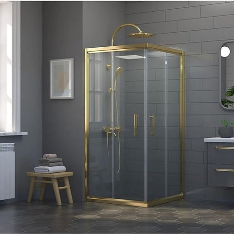 Adjustable 1200x900mm Double Sliding Door Glass Shower Screen in Gold V63-845221