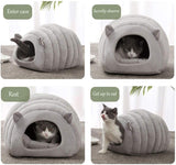 Grey Cat Bed Cave - Cozy Indoor Pet Bed for Cats and Kittens - Soft Comfortable Sleeping V1258-DP02-BOL-494