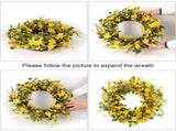 20 Inch Artificial Yellow Wreath Silk Floral Spring Summer Garland For Front Door Window Wall Porch V1192-AZ-W-27958