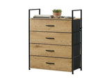 CARLA HOME 4 Drawer Tallboy Large Storage Cabinet - Brown - Rustic - Steel - Chest Drawers Tallboy V178-36454