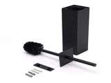 Matt Black Square Stainless Steel Bathroom Accessory Toilet Brush Holder Cup Set V1233-T87023BL