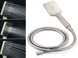 Brushed Nickel 8" Rain Head Shower Square 3 Modes Handheld Sliding Rail Arm Mixer Dual Set V1233-SC842BSHS002M4CNKSS108NKSQ201N