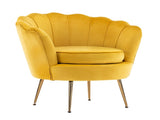 Armchair Padded Lounge Chair Accent Velvet Shell Scallop YELLOW V274-FT-VAC-1596-YE