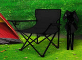 Levede 2Pcs Camping Chairs Folding Arm Black OD1012-BKX2