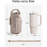 Khaki Nylon Quilted Insulated Water Bottle Bag for 18-64oz Flask - Lightweight Sports & Travel V888-ELOSUNG45040