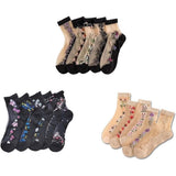 15 PAIR Women's Sheer Floral - Transparent Mesh Glass Silk Crew, Cute Breathable Dress V1192-AZ-W-22130