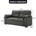 Sarantino Faux Leather Sofa Bed Couch Lounge - Black SOFA-M2900-PVC-BK