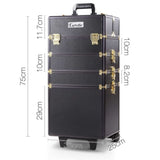 Embellir Makeup Case Beauty Trolley Cosmetic Organiser Box Travel Wheels Gold CASE-MU-4T-081-GDBK