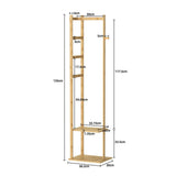 Bamboo Coat Stand Clothes Rack with Garment Shelf, Hanging Rail and Hooks V767-JJ-ZY212-G2