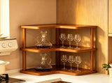 3 Tier Desktop Organizer Shelf Cup Storage Rack Wooden Corner Display Stand for Kitchen Counter V1192-AZ-W-20012
