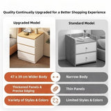 2x Bedside table set modern design oak wood grain white 3 drawers V360-ZC-FNBT0052-WTBG-3D-47X2