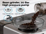 Devanti Coffee Machine Espresso Latte Maker with Grinder Milk Frother Steam Wand CM-301-SS