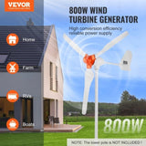 VEVOR 800W Wind Turbine Generator 12V 3-Blade Wind Turbine Kit & MPPT Controller V952-FSSFLWLFDJ10WOV8NV9