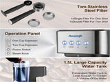 Premium Espresso Coffee Machine with Touch Control Panel & Steam Milk Frother 1050W Stainless Steel V888-ELOSUNG44770