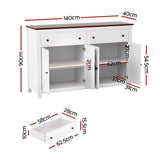 Artiss Buffet Sideboard Storage Cabinet Kitchen Cupboard 2 Drawers 140CM White FUR-C-SID140-WH-AB