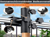 Adjustable Metal Balcony Parasol Bracket, Sturdy Clampon Umbrella Holder for 2338 mm Poles, V1189-LC-HW-00142