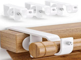 4 Pack Over-Blinds Curtain Rod Brackets for Outside-Mounted Blinds, No Drill, Adjustable Fit - White V1107-115-21739-WHT-4PACK