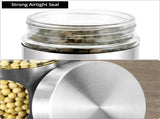6 Pack 20 oz Stainless Steel Glass Kitchen Canisters Set, Airtight Food Storage Containers with V1258-DP02-C-2175