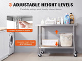 Stainless Steel Work Table 30 x 18 x 38 Inch, with 4 Wheels, 3 Adjustable Height Levels, Heavy Duty V952-CFBXGGZTLCDJB9CR8V0