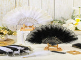 12 Sets Marabou Feather Fan Bulk 20s Folding Fan Wedding Party Favor Lace Vintage Embroidered V1258-DP02-C-2277