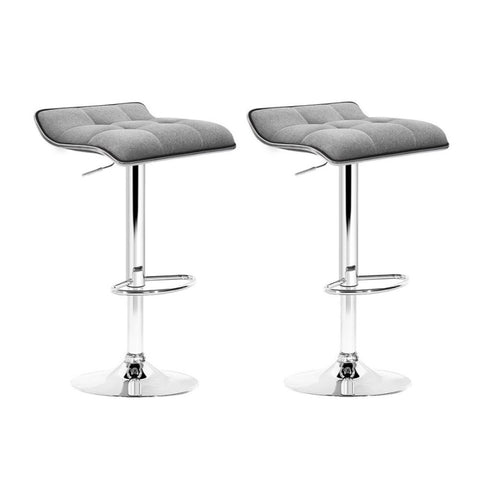 Artiss 2x Bar Stools Linen Padded Gas Lift BA-TW-NEW1002A-GYX2