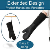 2pcs Extra Long High Temp Oven Mitts, Heavy Duty Non-Slip Grip Mitts Heat Resistant, Blue V1369-AZ3-W-18777
