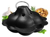 Garlic Roaster Cast Iron Pan with Dual Handles for Grill and BBQ, Pre-Seasoned, Oven Safe V1366-AZ2-W-15901