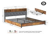 Double Bed Frame with 4 Storage Drawers, Charging Station, USB Ports, Black LSB-59296