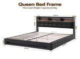 Artiss Queen Bed Frame with Gas Lift Storage LED Lights Charging Station Headboard with Open Shelf BFRAME-I-POLA-Q-BK-ABC