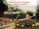 900 Lbs Heavy Duty Steel Garden Cart, Garden Wagon Cart on Wheels, Outdoor Metal Yard Utility Wagon V952-ZXHYTCHH900L1UA7KV0