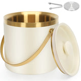 3L Stainless Steel Double-Wall Vacuum Ice Bucket with Lid & Tongs Home & Commercial Champagne V1232-BXGBT-001