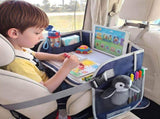 Keezi Kids Travel Tray Car Seat Lap Desk Portable Car Desk Organiser for Car & Airplane Blue KTT-44-BL