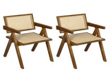 Levede 2x Walnut Wicker Armchair Dining Chair CH1101-WAX2