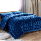 Giselle Bedding Faux Mink Quilt Blue Queen QUILT-FM-TEAL-Q