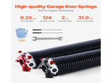 Garage Door Torsion Springs, Pair of 6.35 x 50.8 x 787 mmn, 16000 Cycles, Electrophoresis Black V952-CKMDH0250X2XWA4D1V0