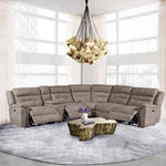 Barcelona 6 Seater Sectional Chaise Fabric Recliner Sofa with 2 Power Slides V43-SOF-BRCLNA