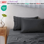 Accessorize 400TC Charcoal Bamboo Cotton Mega / Super Sheet Set 50cm Wall King V442-HIN-SHEETS-BAMBOOCOTTON50CM-CHARCOAL-KI