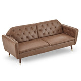 Sarantino Faux Velvet Tufted Sofa Bed Couch Futon - Brown SOFA-M2540-SUE-BRN