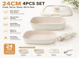 4 Piece Detachable Nonstick Aluminium Alloy Cookware Set - Stackable Frying Pan and V888-ELOSUNG52957