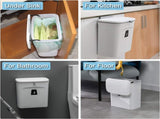 Hanging Kitchen Compost Bin with Lid for Cabinet Door or Wall, No-Drill Adhesive Mount, Odor-Proof & V1107-CS-GBSLJTB