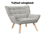 Artiss Armchair Lounge Chair Accent Chairs Sofa Linen Fabric Cushion Seat Grey UPHO-B-ARM06-FB-GY