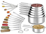 21 Pieces Measuring Cups and Spoons Set - Includes 7 Stainless Steel Measuring Cups,8 Rectangular & V1369-AZ3-W-22194