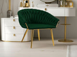 SERENIT Emerald Green Modern Velvet Dining Chairs, Upholstered Living Room Chair with Woven Back V255-SE-GP1801-DC-EGREEN