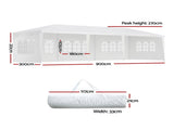 Instahut Gazebo 3x9m Marquee Wedding Party Tent Outdoor Camping Side Wall Canopy 5 Panel White GAZEBO-WED-C-FG-3X9-5W-WH