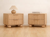 Artiss Queen Bed Frame and 2 Bedside Table Set, Boucle Upholstery Platform Bed BFRAME-G-DUNE-BS-03X2
