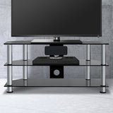 Artiss TV Stand 3 Tiers Storage Shelf Rack Tempered Glass Entertainment Unit TV-MOUN-TAB-008-BK