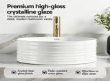 Cefito Bathroom Basin Vanity Sink Vessel Ceramic White Round Countertop 36cm CB-1054-WH