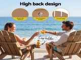 Gardeon Folding Sun Lounger Adirondack Chair Outdoor Lounge Setting HDPE Recliner Footrest Khaki FF-BEACH-HEFD-OTTO-KH