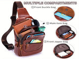 Brown Leather Sling Backpack Top-Grain Cowhide Backpack Travel Sling Bag Stylish V1347-127-BRO-01409