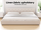 Artiss Bed Frame King Size Gas Lift Beige VILA BFRAME-G-GAS-VILA-K-BG-ABC